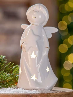 Dekoracyjna lampa LED "Emiliel" w kolorze białym - 9,5 x 20 x 8 cm
