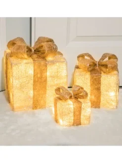 Dekoracyjne lampy LED (3 szt.) "Giftbox" w kolorze ciepłej bieli