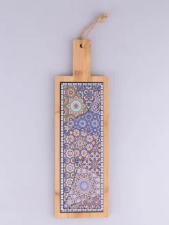 Deska w kolorze jasnobrązowo-niebieskim do krojenia - 12,5 x 41,5 x 1,2 cm