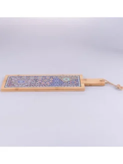 Deska w kolorze jasnobrązowo-niebieskim do krojenia - 12,5 x 41,5 x 1,2 cm