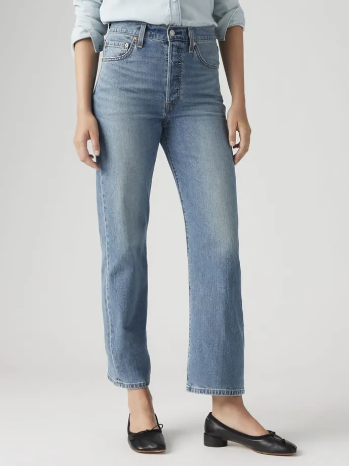 Dżinsy - Straight fit - w kolorze niebieskim