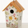 Domek w kolorze biało-pomarańczowo-jasnoróżowym dla ptaków - wys. 21 cm