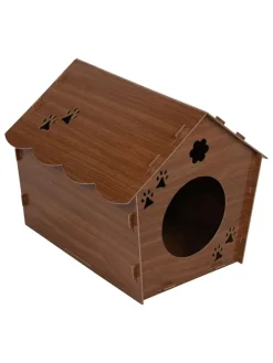 Domek w kolorze ciemnobrązowym dla kota - 40 x 38 x 43 cm