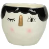 Doniczka "Face" w kolorze kremowo-czarnym - wys. 11 x Ø 13 cm