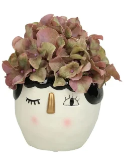 Doniczka "Face" w kolorze kremowo-czarnym - wys. 11 x Ø 13 cm
