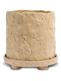Doniczka "Muddy" w kolorze beżowym - wys. 23,5 x Ø 23 cm