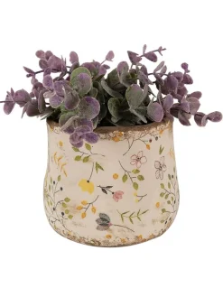 Doniczka w kolorze beżowo-zielono-żółtym - wys. 10 x Ø 11 cm