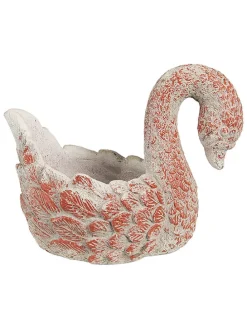 Doniczka w kolorze jasnoszaro-czerwonym - 19 x 15 x 11 cm