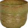 Doniczka w kolorze zielono-jasnobrązowym - wys. 12,5 x Ø 14,5 cm