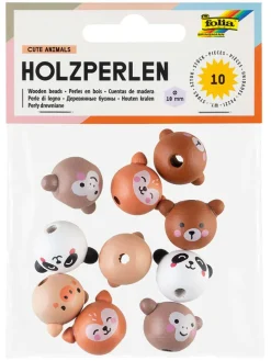 Drewniane koraliki (10 szt.) "Cute Animals" - 5+
