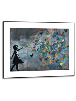 Druk artystyczny "Balloon Girl Dark" w ramce