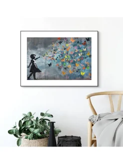 Druk artystyczny "Balloon Girl Dark" w ramce