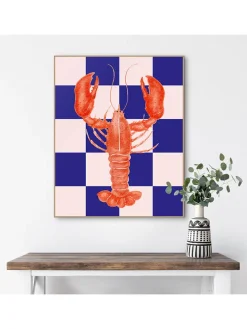 Druk artystyczny "Lobster Blue Pink" w ramce