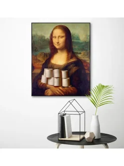 Druk artystyczny "Toilet Mona Lisa" w ramce