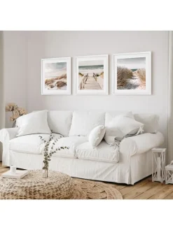 Druki artystyczne (3 szt.) "Coastal Landscapes" w ramce - 70 x 70 cm