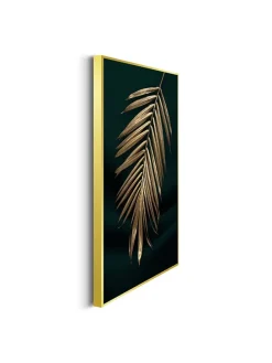 Druki artystyczne (3 szt.) "Golden Leafs" w ramce