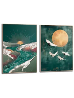 Druki artystyczne (2 szt.) "Night Green Set" w ramce