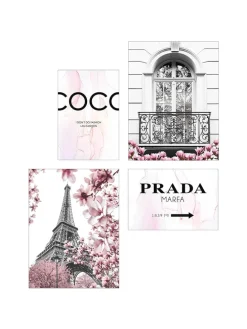 Druki artystyczne (4 szt.) "Pink Romance Set" w ramce