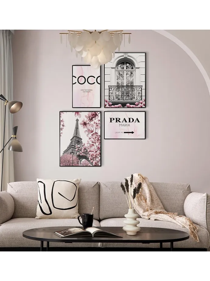 Druki artystyczne (4 szt.) "Pink Romance Set" w ramce