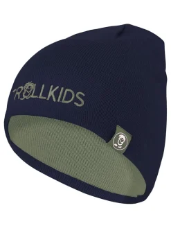 Dwustronna czapka beanie "Troll" w kolorze oliwkowo-granatowym