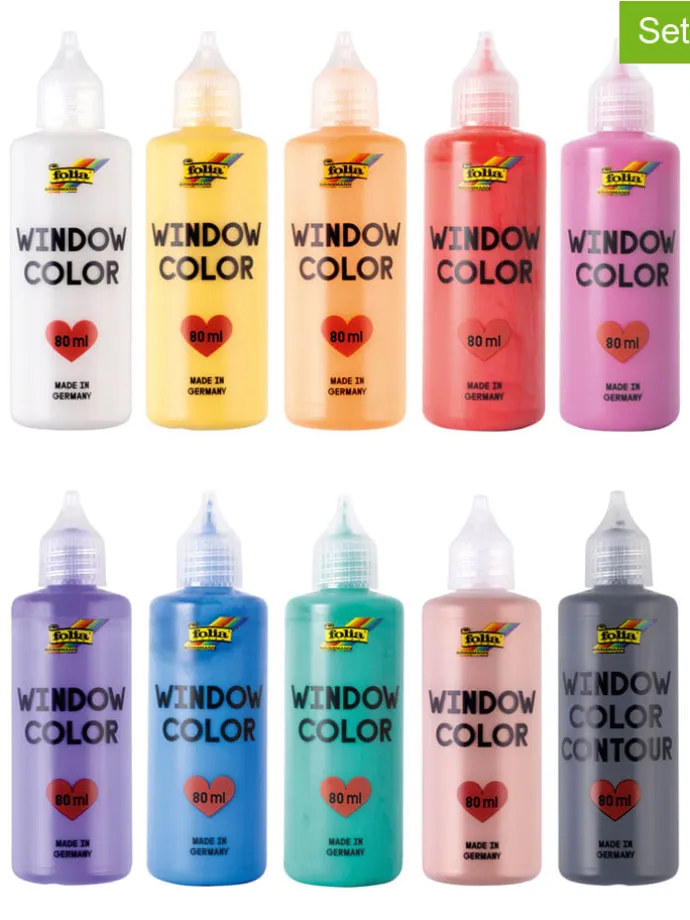Farby witrażowe (10 szt.) "Basic" - 4+ - po 80 ml