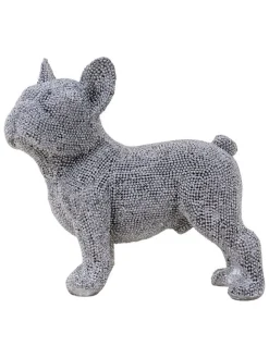 Figurka dekoracyjna "Bulldog" w kolorze srebrnym - 20,4 x 18,4 x 9,6 cm