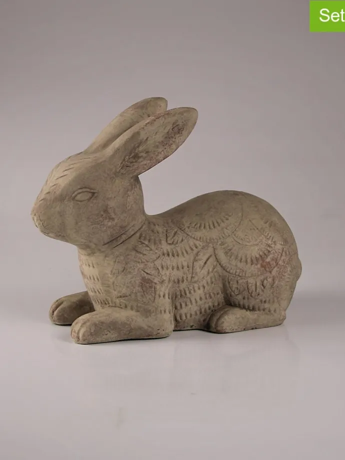 Figurka dekoracyjna "Hare" w kolorze szarym - 11 x 20 x 25 cm