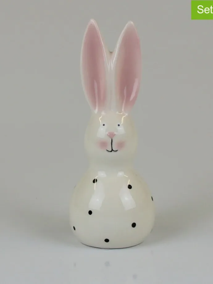 Figurka dekoracyjna "Hare" w kolorze białym - wys. 18 cm