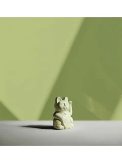 Figurka dekoracyjna "Lucky Cat" w kolorze zielonym - wys. 10 cm