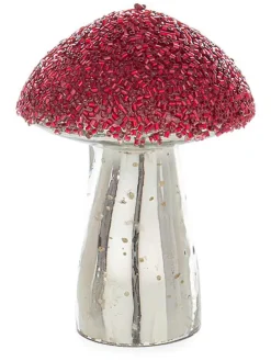Figurka dekoracyjna "Mushroom" w kolorze srebrno-czerwonym - wys. 9,5 cm