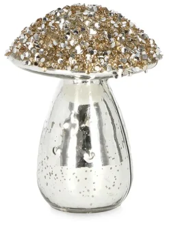 Figurka dekoracyjna "Mushroom" w kolorze srebrnym - wys. 13 cm