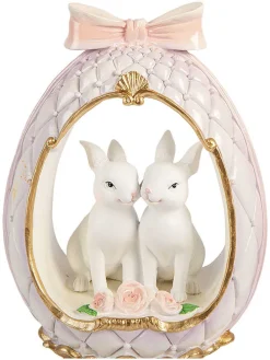 Figurka dekoracyjna w kolorze złoto-biało-jasnoróżowym - 17 x 31 x 12 cm