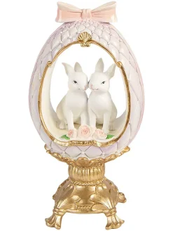 Figurka dekoracyjna w kolorze złoto-biało-jasnoróżowym - 17 x 31 x 12 cm