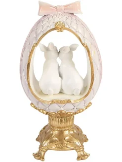 Figurka dekoracyjna w kolorze złoto-biało-jasnoróżowym - 17 x 31 x 12 cm