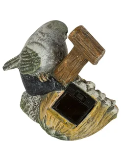 Figurka ogrodowa "Bird" w kolorze brązowym ze wzorem - 13,5 x 13 x 9,5 cm