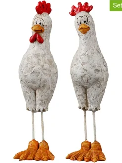 Figurki dekoracyjne (2 szt.) "Rooster" ze wzorem - 4 x 15 x 5,5 cm