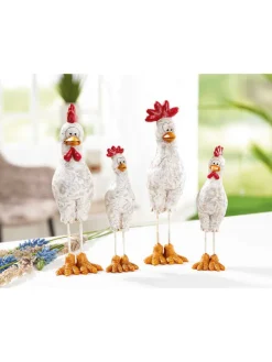 Figurki dekoracyjne (2 szt.) "Rooster" ze wzorem - 4 x 15 x 5,5 cm