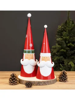 Figurki dekoracyjne (2 szt.) "Santa" w kolorze biało-czerwonym