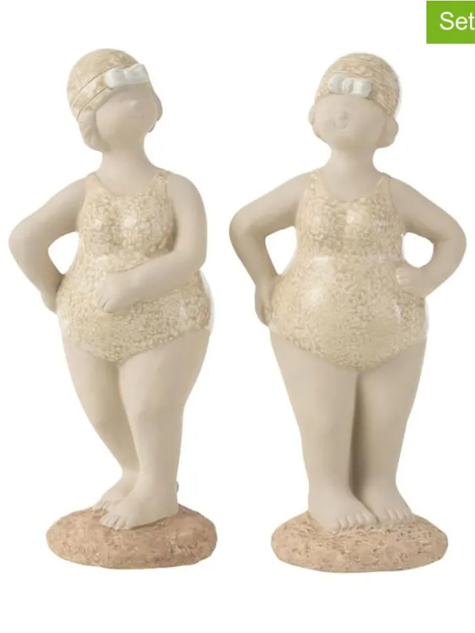Figurki dekoracyjne (2 szt.) w kolorze beżowym - wys. 25 cm