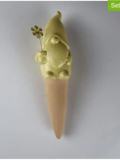 Figurki dekoracyjne (2 szt.) w kolorze żółto-beżowym na trzonku - wys. 21 cm