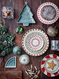 Figurki dekoracyjne (2 szt.) "Yule" w kolorze biało-zielonym