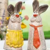Figurki (2 szt.) "Klaus & C." ze wzorem na płot - wys. 23 cm