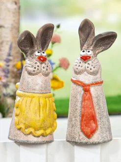 Figurki (2 szt.) "Klaus & C." ze wzorem na płot - wys. 23 cm