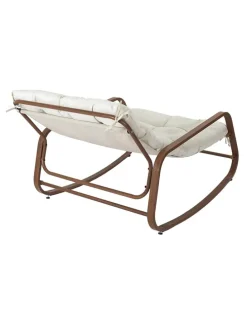 Fotel bujany w kolorze kremowo-brązowym - 92 x 69 x 130 cm
