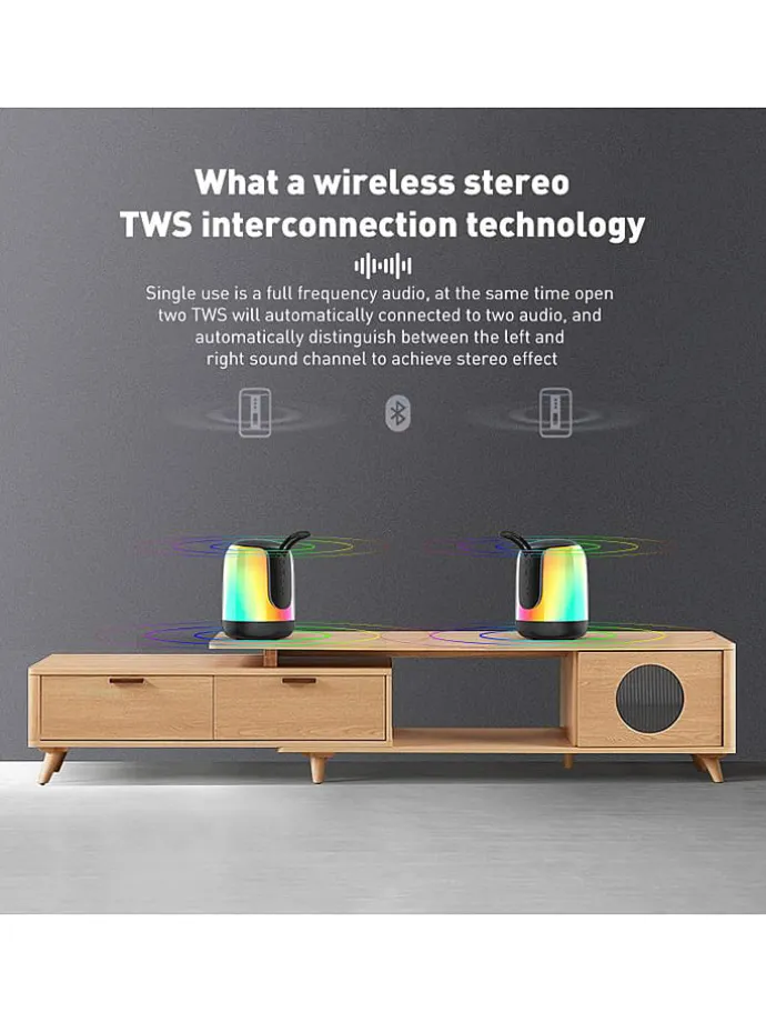 Głośnik Bluetooth w kolorze czarnym z funkcją zmiany kolorów