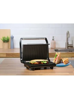 Grill kontaktowy w kolorze srebrno-czarnym