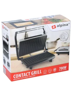 Grill kontaktowy w kolorze srebrno-czarnym
