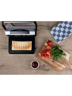 Grill kontaktowy w kolorze srebrno-czarnym