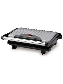 Grill kontaktowy w kolorze srebrno-czarnym