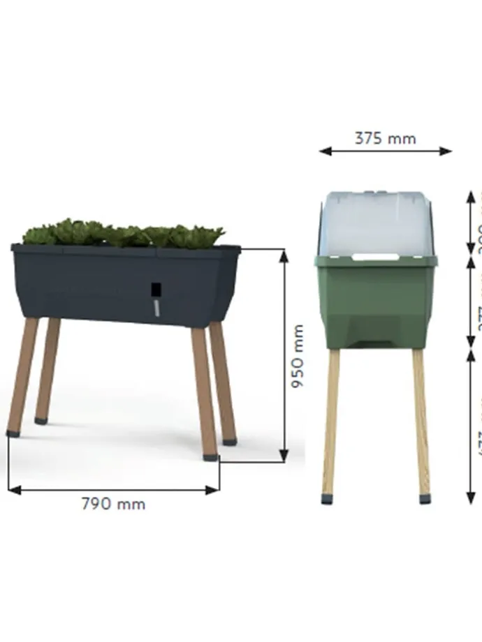 Grządka "Sammy Salad" w kolorze białym na podwyższeniu - 79 x 95 x 37,5 cm
